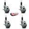Service Caster 3.5'' Gray Poly Swivel 1-1/8'' Expanding Stem Caster Set with Brake, 4PK SCC-EX20S3514-PPUB-TLB-118-4 - alternate 3